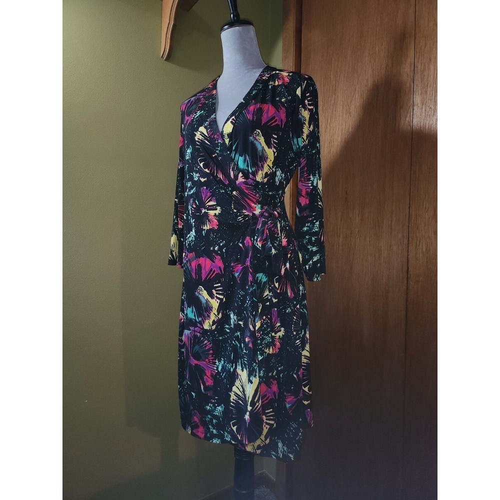 BCBGMaxAzria Multicolorful Wrap Dress Size L B#1